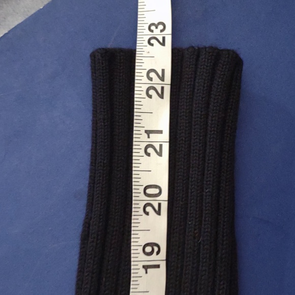 Vintage long black zippered cardigan/ coat w/ faux leather/ribbed sleeves Large - Picture 7 of 8